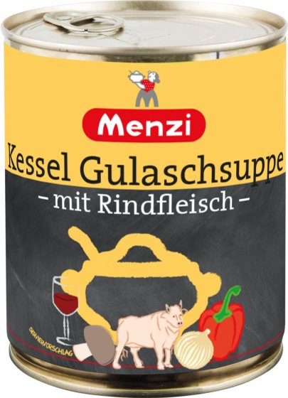 Menzi Kessel Gulaschsuppe mit Rindfleisch typisch ungarisch 800ml 