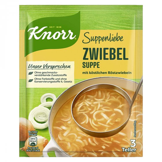 Knorr Zwiebelsuppe mit köstlichen Röstzwiebeln für 3 Teller 46g 