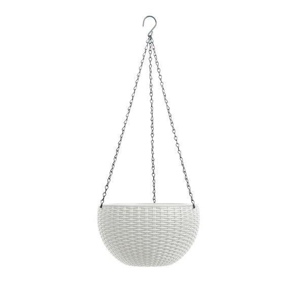 Blumenampel Nessa Rattanoptik Weiß 