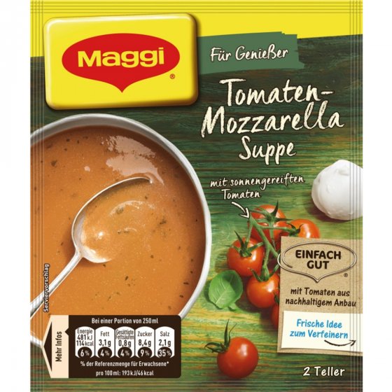 Maggi Für Genießer Tomaten Mozzarella Suppe mit feinem Basilikum 59g 