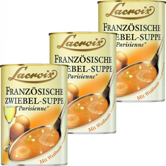 Lacroix Französische Zwiebel Suppe kräftig mit Weißwein 400ml 3er Pack 