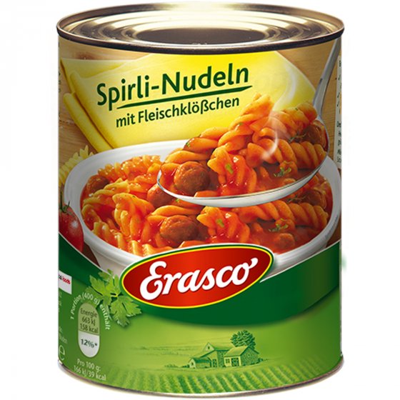 Erasco Spirli Nudeln mit Fleischklößchen in Tomatensauce 800g 