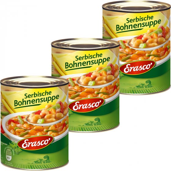 Erasco Serbische Bohnensuppe mit ganz viel gutem Gemüse 750ml 3er Pack 