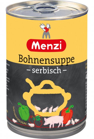 Menzi Serbische Bohnensuppe mit weißen Bohnen pikant gewürzt 400ml 