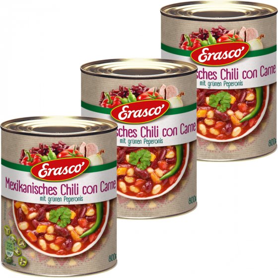 Erasco Mexikanisches Chili con Carne mit grüner Peperoni 800g 3er Pack 