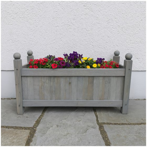 Holz-Pflanzkasten in Grau Blumenkübel für Garten, Terrasse und Balkon 