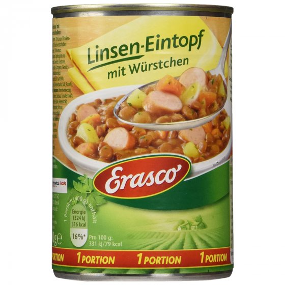 Erasco Linseneintopf mit Würstchen für die ganze Familie 400g 