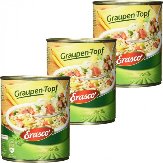 Erasco Graupentopf mit viel Graupen und frischem Gemüse 800g 3er Pack 