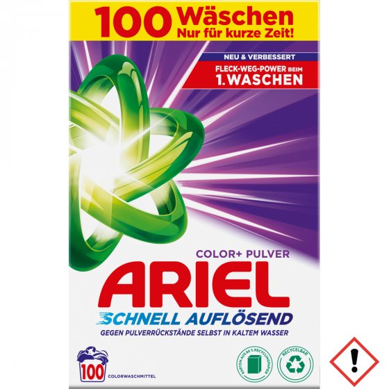 Ariel Colorwaschmittel Pulver schnell auflösend Großpackung 90WL 4950g 