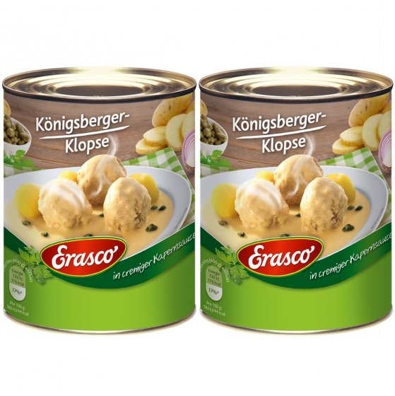 Erasco Königsberger Klopse in Kapernsauce pikant cremig 800g 2er Pack 