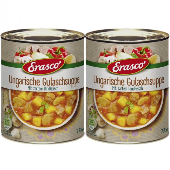Erasco Ungarische Gulaschsuppe Eintopf mit Rindfleisch 770ml 2er Pack 