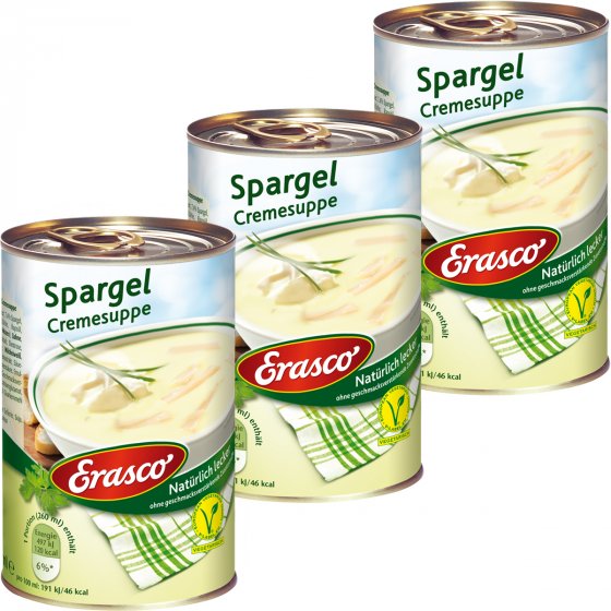 Erasco Spargel Cremesuppe natürlich lecker Vegetarisch 390ml 3er Pack 