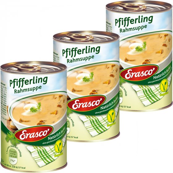 Erasco Pfifferling Rahmsuppe mit Sahne natürlich lecker 390ml 3er Pack 