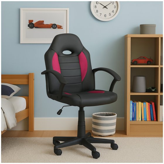 Schreibtischstuhl Junior höhenverstellbar ergonomischer Drehstuhl Anthrazit-Pink 