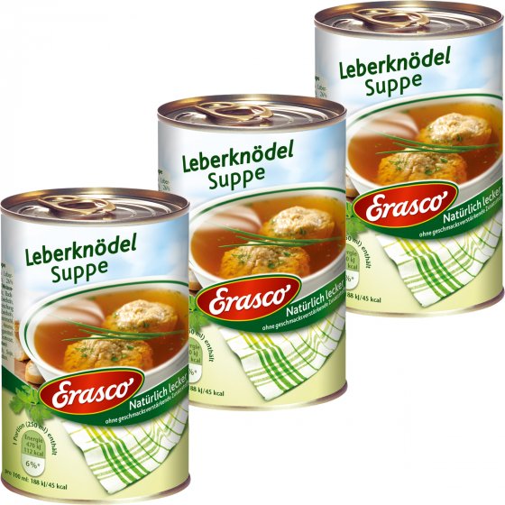 Erasco Leberknödel Suppe typisch bayrisch pikante Würze 395ml 3er Pack 