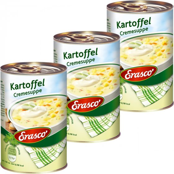 Erasco Kartoffel Cremesuppe mit Rauchspeck fein cremig 390ml 3er Pack 