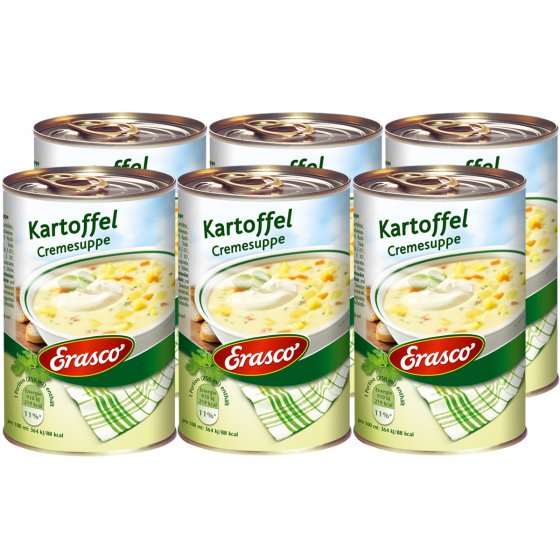 Erasco Kartoffel Cremesuppe mit Rauchspeck fein cremig 390ml 6er Pack 