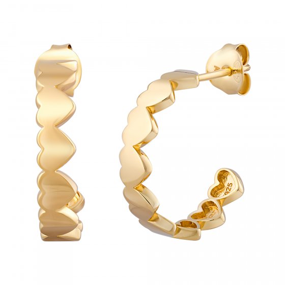 Creole 925 Sterling Silber vergoldet Herzen 