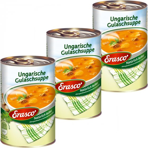 Erasco Ungarische Gulaschsuppe fein mit zartem Fleisch 390ml 3er Pack 