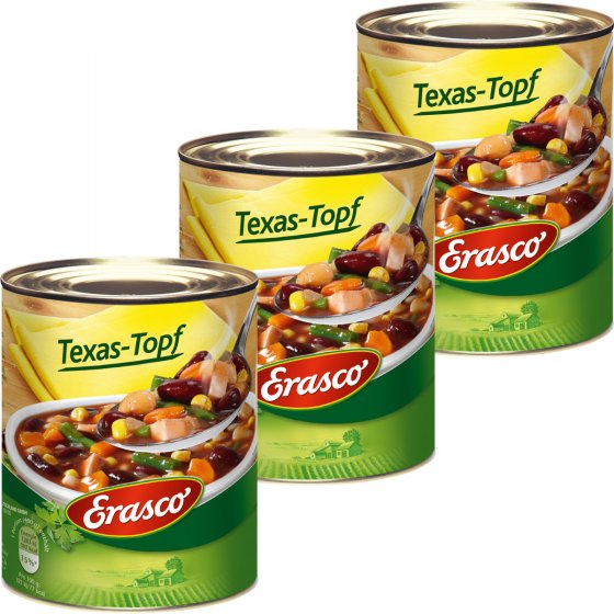 Erasco Texas Topf fein würzig pikant aus besten Zutaten 800g 3er Pack 