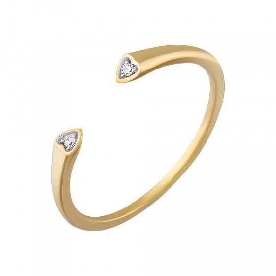 Ring 925 Sterling Silber gelb vergoldet Open Design Herz Zirkonia 