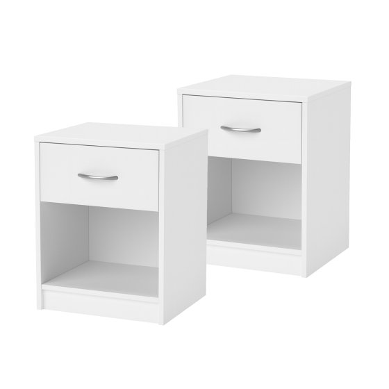 Nachtschrank mit 1 Schublade 2er-Set Nina Weiß 