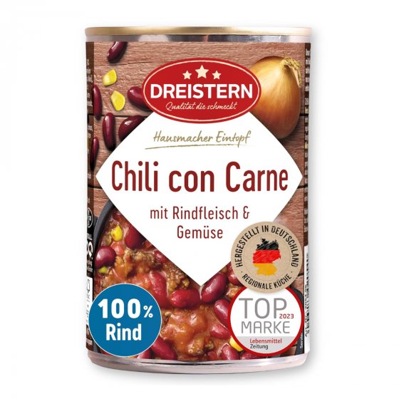 Dreistern Chili con Carne Eintopf mit Rindfleisch und Gemüse 400g 