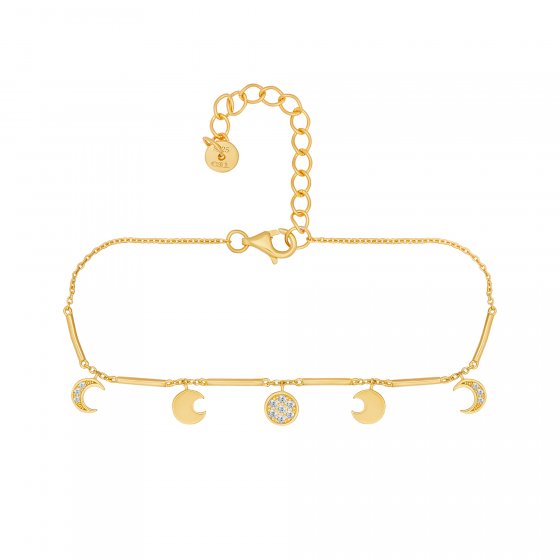 Armband 925 Silber vergoldet Anhänger Mondphasen Zirkonia 