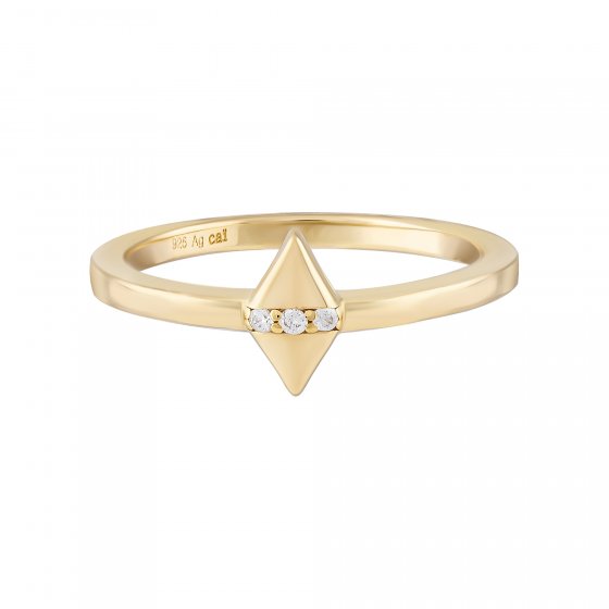 Ring 925 Silber vergoldet Raute Zirkonia 