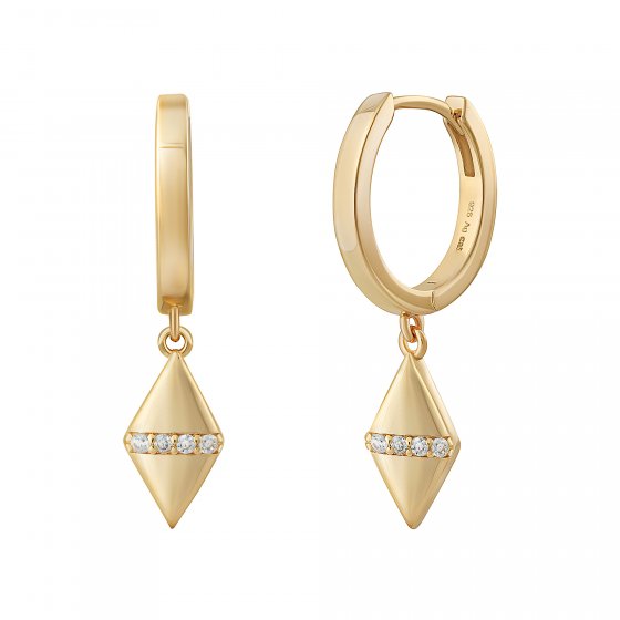 Creolen 925 Silber vergoldet Rauten Anhänger und Zirkonia 