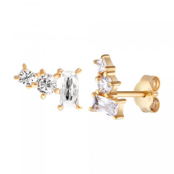 Ohrstecker 925 Sterling Silber gelb vergoldet Zirkonia 