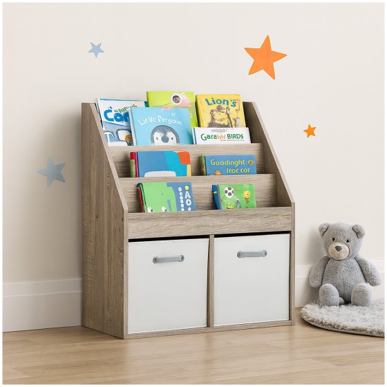 Kinderregal Aufbewahrungsregal mit 5 Fächern Bücherregal für Kinderzimmer Sonoma 