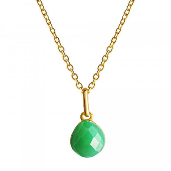 Halskette Silber 925 vergoldet 42+3cm lang mit echtem Chrysopras 