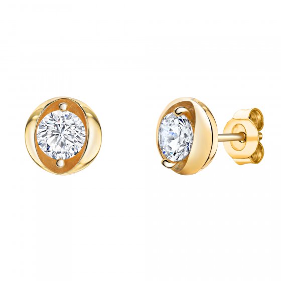 Ohrringe Silber 925 vergoldet mit weißen Zirkonia-Steinen 