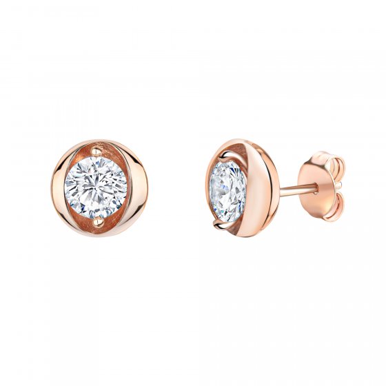 Ohrringe Silber 925 rosé-vergoldet mit weißen Zirkonia-Steinen 