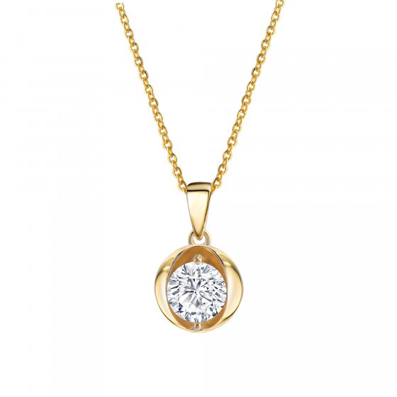 Halskette Silber 925 vergoldet 45cm lang mit weißem Zirkonia-Stein 