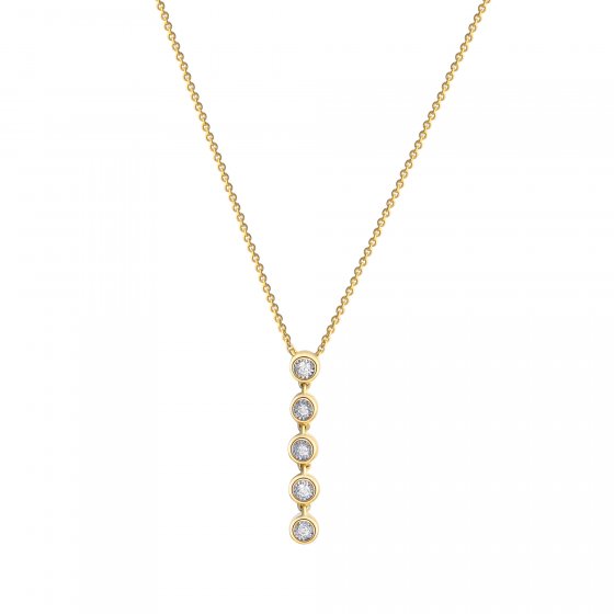 Halskette Gold 585 zweifarbig mit 5x Brillant zus. 0,05ct. 