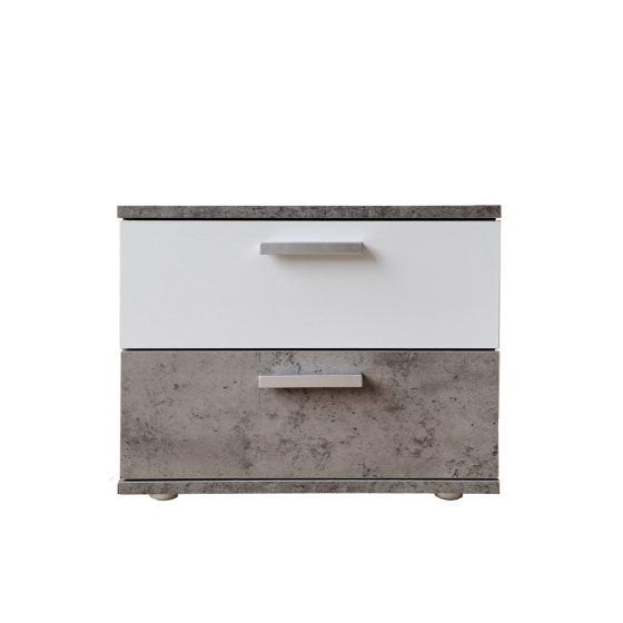 Nachtschrank Beton Weiß mit 2 Schubladen Nina 