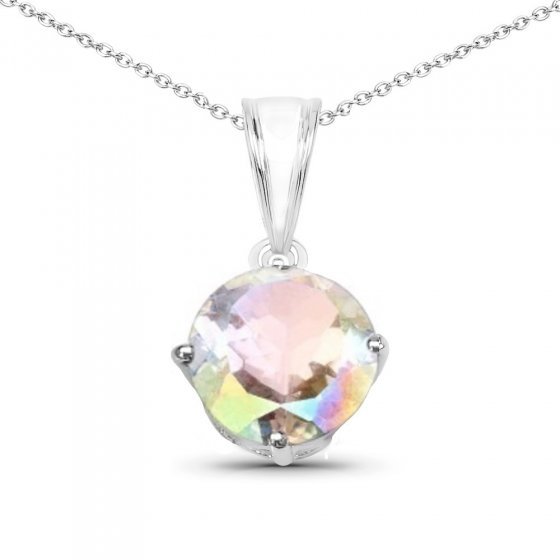 Anhänger mit Kette 925-Sterling Silber rhodiniert glänzend Quartz weiß 