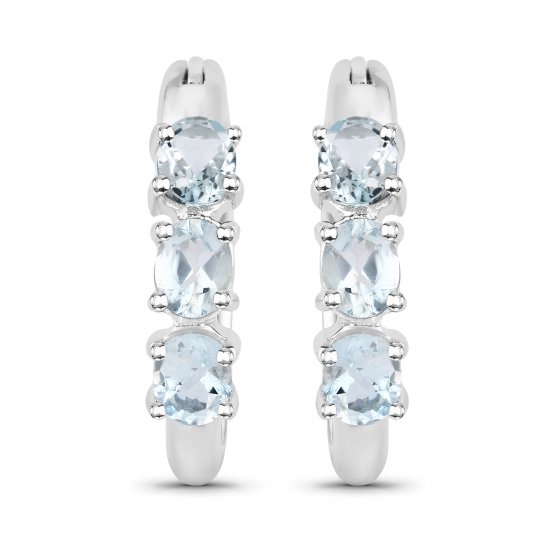 Ohrringe Silber 925 rhodiniert mit 6 hellblauen Aquamarinen 