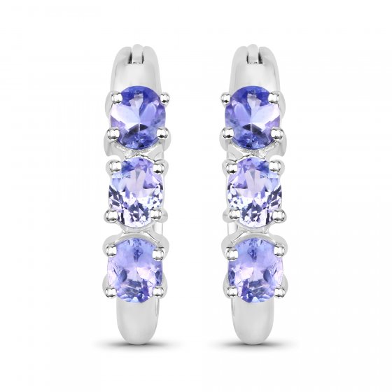 Ohrringe Silber 925 rhodiniert mit 6 natürlichen violetten Tansaniten 