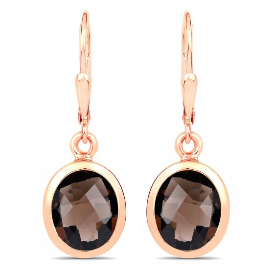 Ohrhänger 925 Silber rot vergoldet Glanz  Rauchquarz dunkelbraun 