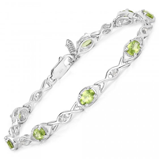 Armband 925-Sterling Silber rhodiniert Glänzend  Peridot grün 
