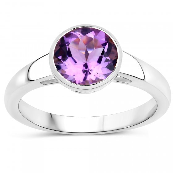 Ring 925-Sterling Silber rhodiniert Glänzend  Amethyst lila 