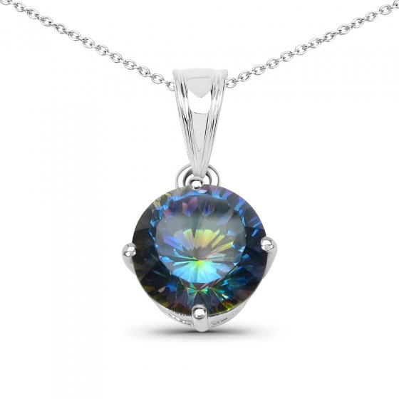 Anhänger mit Kette 925-Sterling Silber rhodiniert Glänzend  Quartz blau 