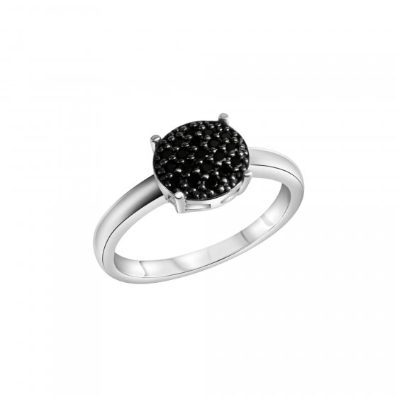 Ring Silber 925 rhodiniert mit schwarzen Zirkonia-Steinen 