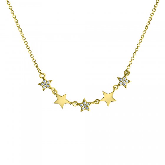 Halskette 925 Silber vergoldet Sterne Zirkonia 