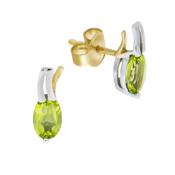 Ohrstecker 375/-Gelbgold/Weißgold mit Peridot 