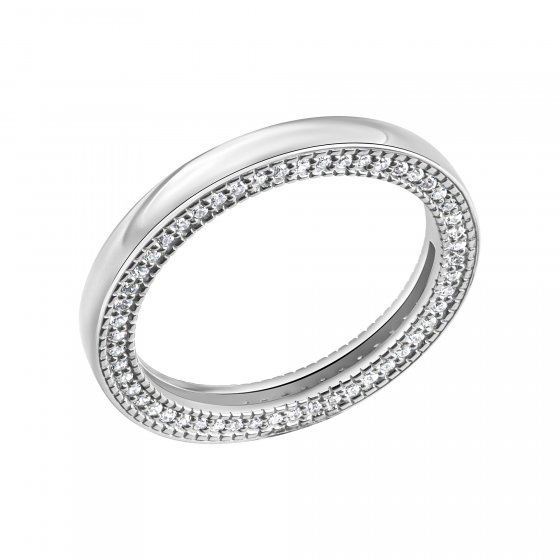 Ring Silber 925 rhodiniert mit 104 weißen Zirkonia-Steinen 