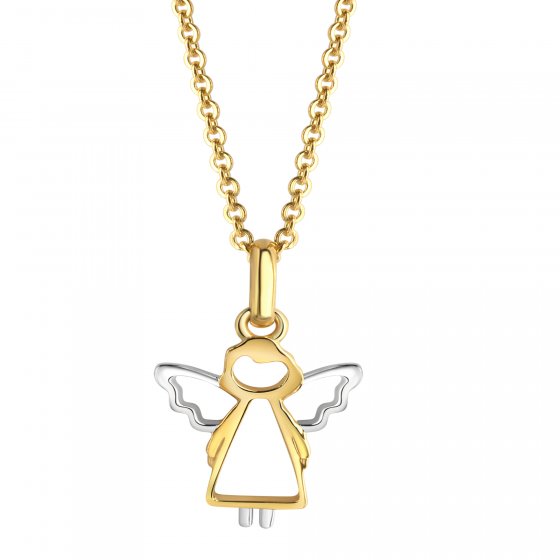 Halskette 375/- Gelbgold 2farbig Engel 